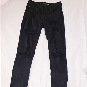 EXPRESS BLACK HIGHRISE DISTRESSED JEANS
